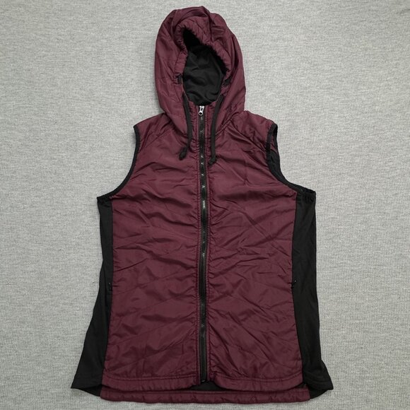 Lilac Bloom Womens Size L Burgundy Quilted Hooded Puffer Vest Full Zip Pockets - Picture 3 of 16